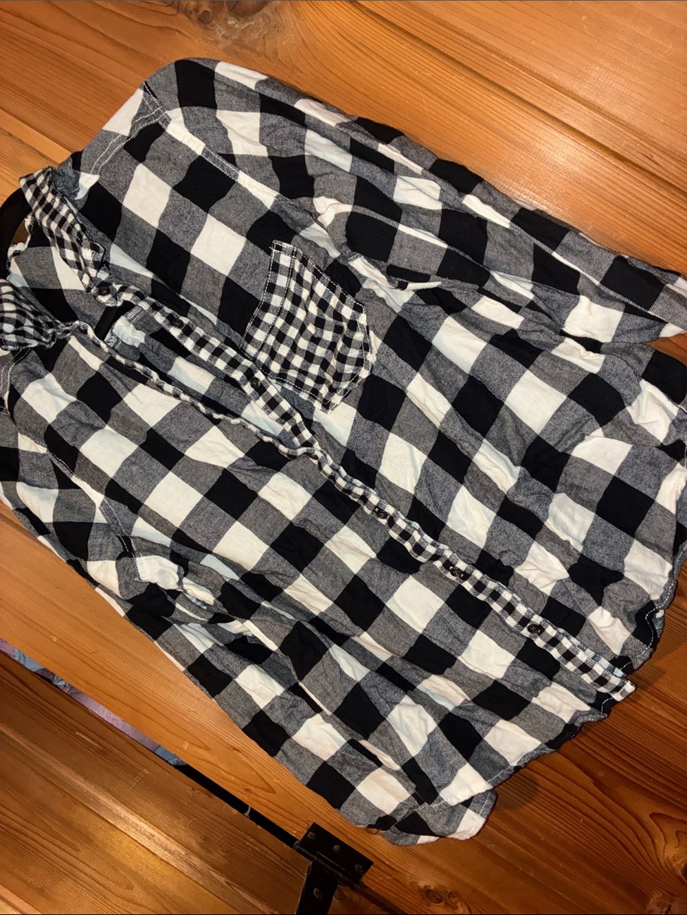 Maurices Black and White Plaid Button-Down Shirt